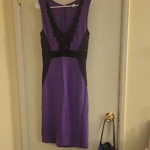 VENUS Purple and Black Midi Dress